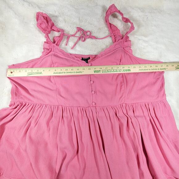 Torrid Top Women’s 5 Pink Gauze Eyelet Lace Embroidered Button Front‎ - Picture 8 of 9